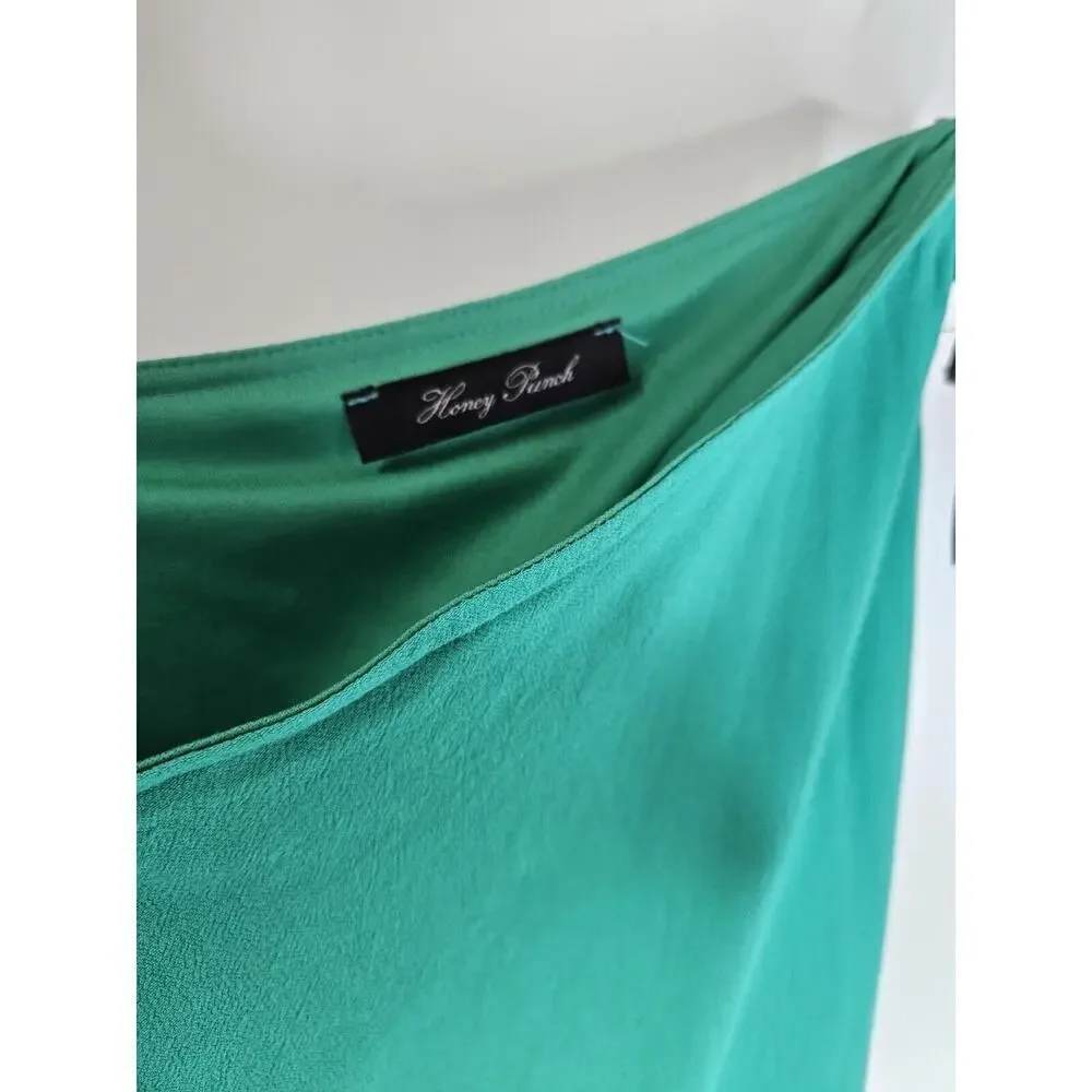 Honey Punch Long Pencil Skirt Side Slit Lightweight Size Medium Green Summer